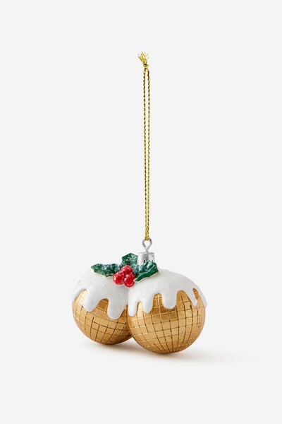 Resin Christmas Ornament, PLUM PUDDINGS PAIR