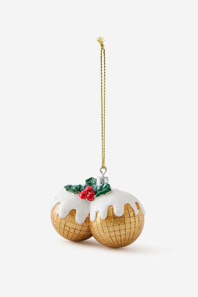 Resin Christmas Ornament, PLUM PUDDINGS PAIR