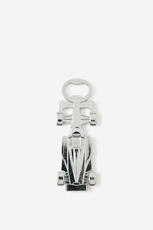Metal Bottle Opener, RACING CAR SILVER