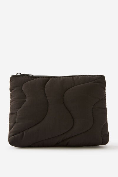 Quilted Pencil Case, BLACK