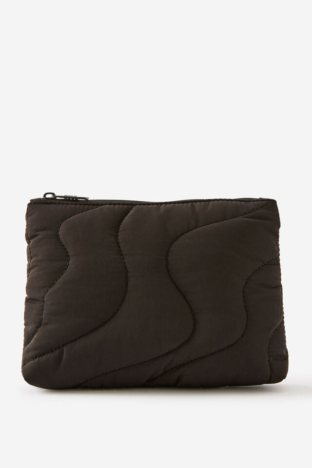 Quilted Pencil Case, BLACK