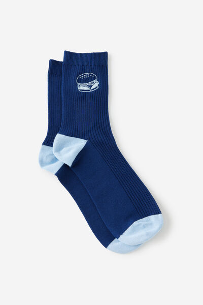 Mid Crew Socks, DEEP SPACE BURGER