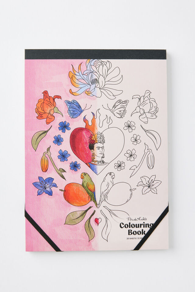Lcn A4 Colouring Pad, LCN FRK FRIDA KAHLO FLAMING HEART