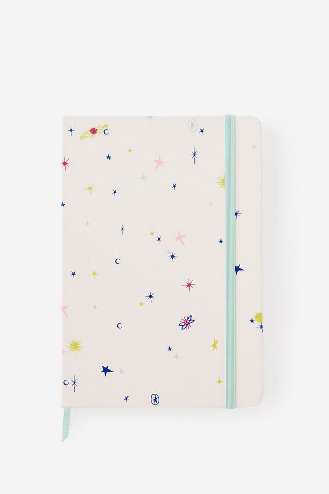 A5 Hard Lined Notetaker Notebook, ECRU DITSY CELESTIAL