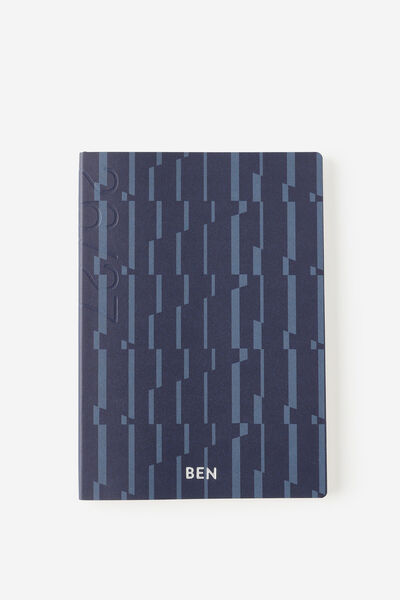 Personalised 26/27 A5 Weekly Soft Diary, PATCHWORK STRIPE NAVY