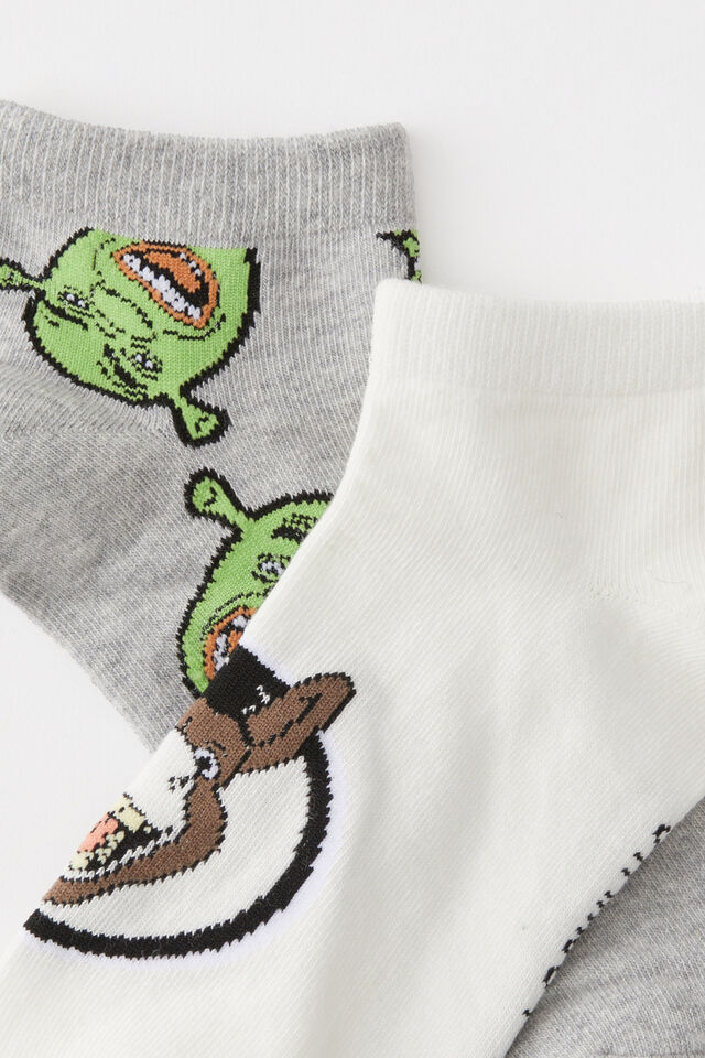 2 Pk Of Ankle Socks, LCN UNI SHREK (M/L)