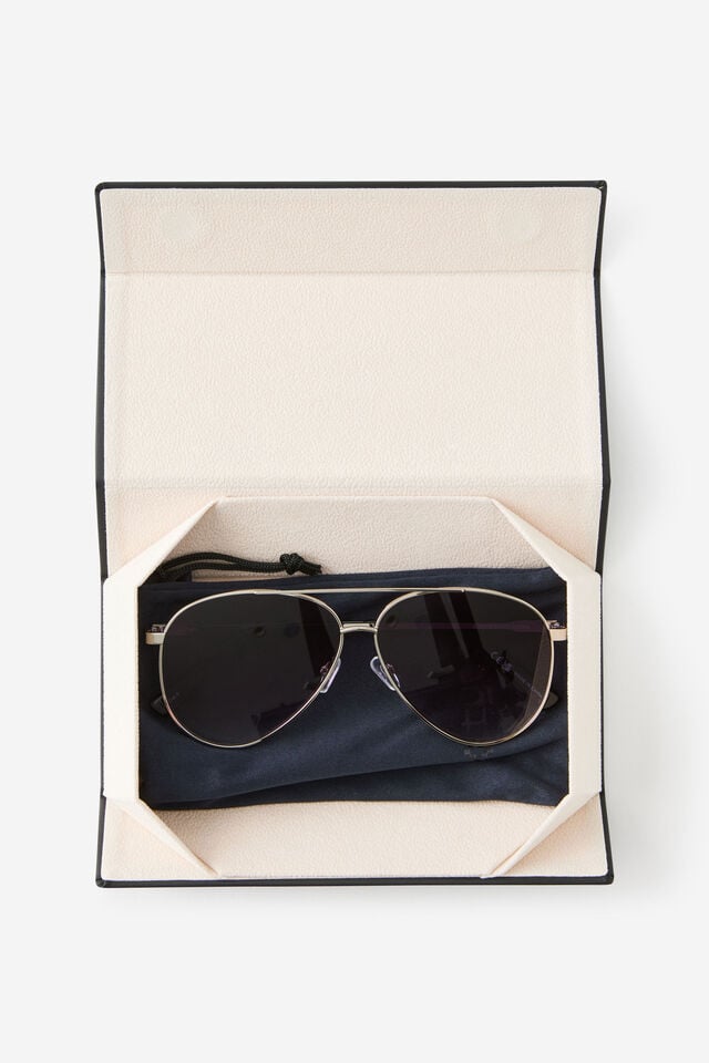 Sleeko Sunglasses, SILVER AND BLACK