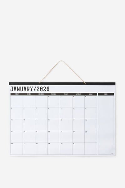A1 2026 Hanging Calendar, WHITE BLACK