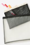 Mesh Pencil Case Set, ECRU/BLACK - alternate image 2