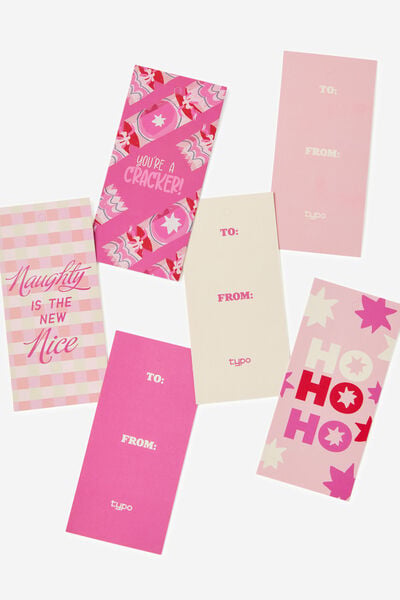 Assorted Mini Gift Tag 6Pk, NAUGHTY IS THE NEW NICE