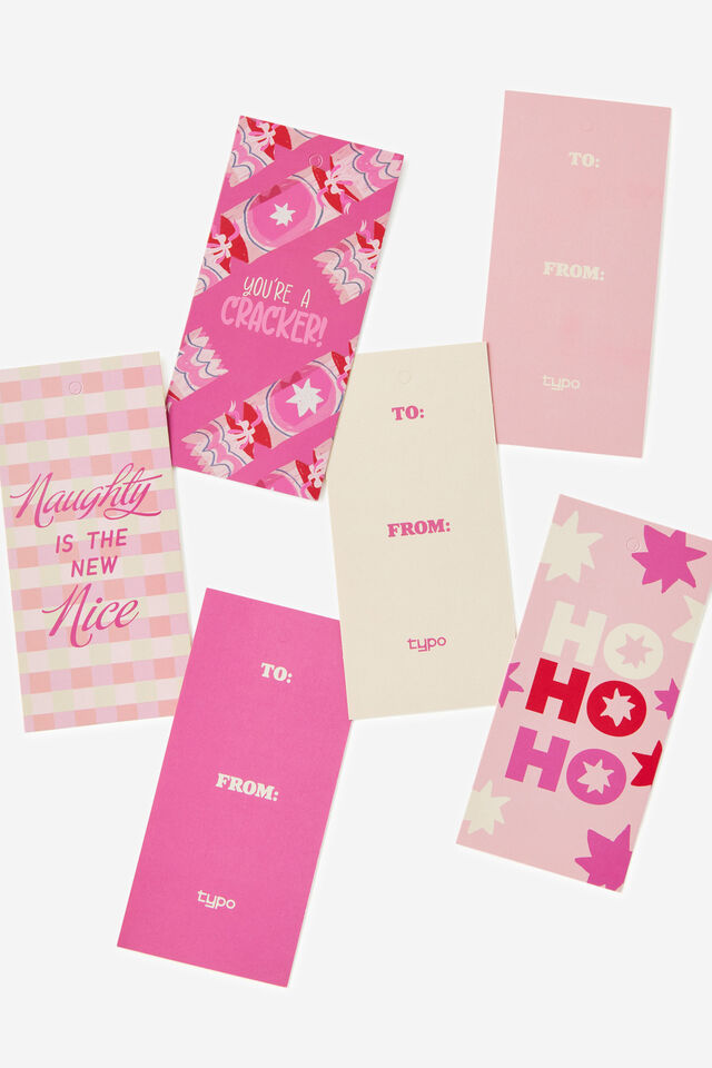 Assorted Mini Gift Tag 6Pk, NAUGHTY IS THE NEW NICE