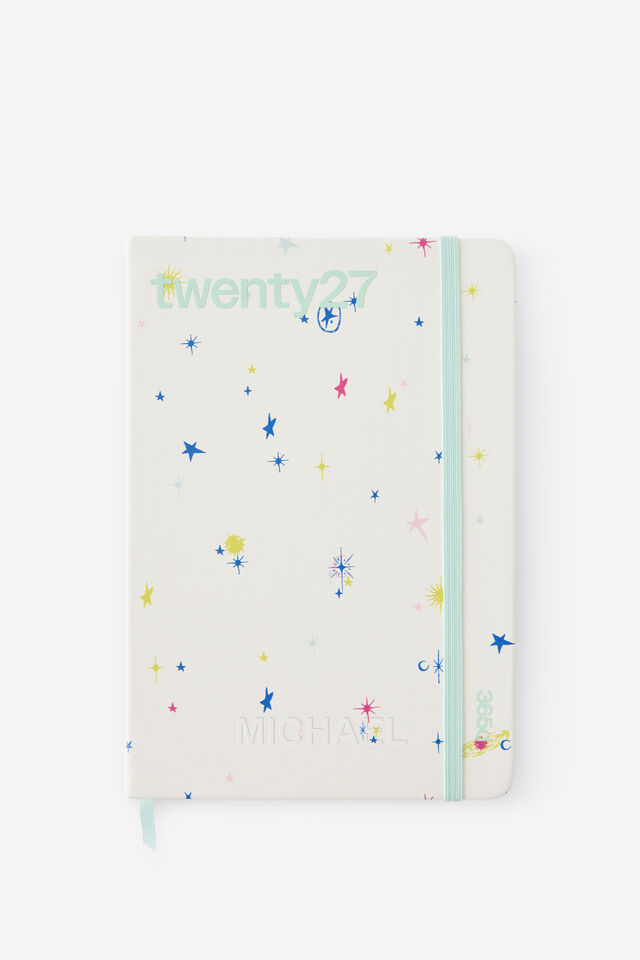 Personalised 2027 A5 Daily On Schedule Diary, ECRU DITSY CELESTIAL