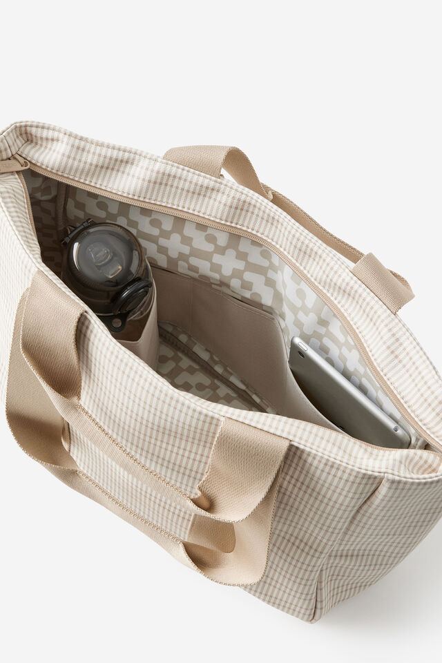Pro Oversized Tote, TAN CHECK