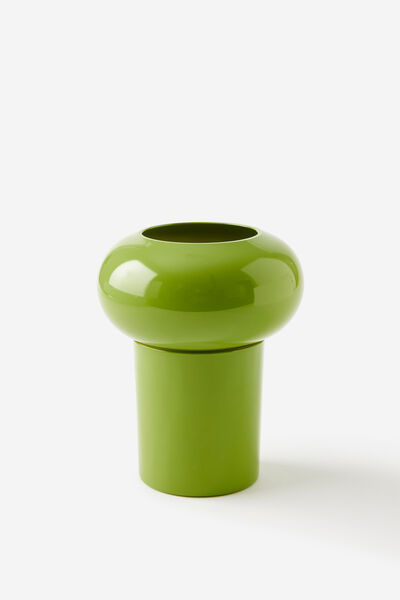 Retrograde Bulbous Vase, OLIVE