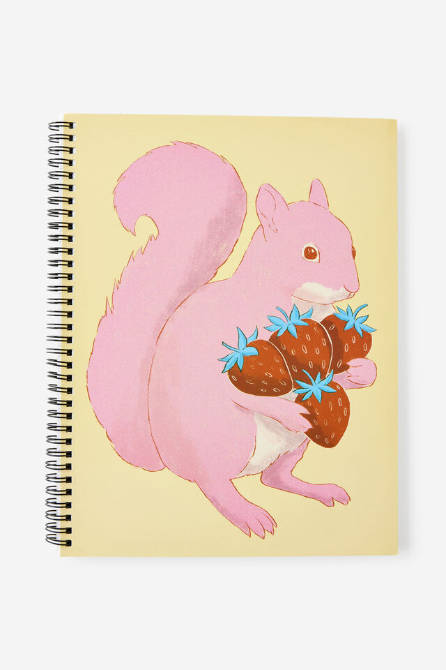 A4 Subject Spiral Lined Notebook, STRAWBERRY SQUIRREL