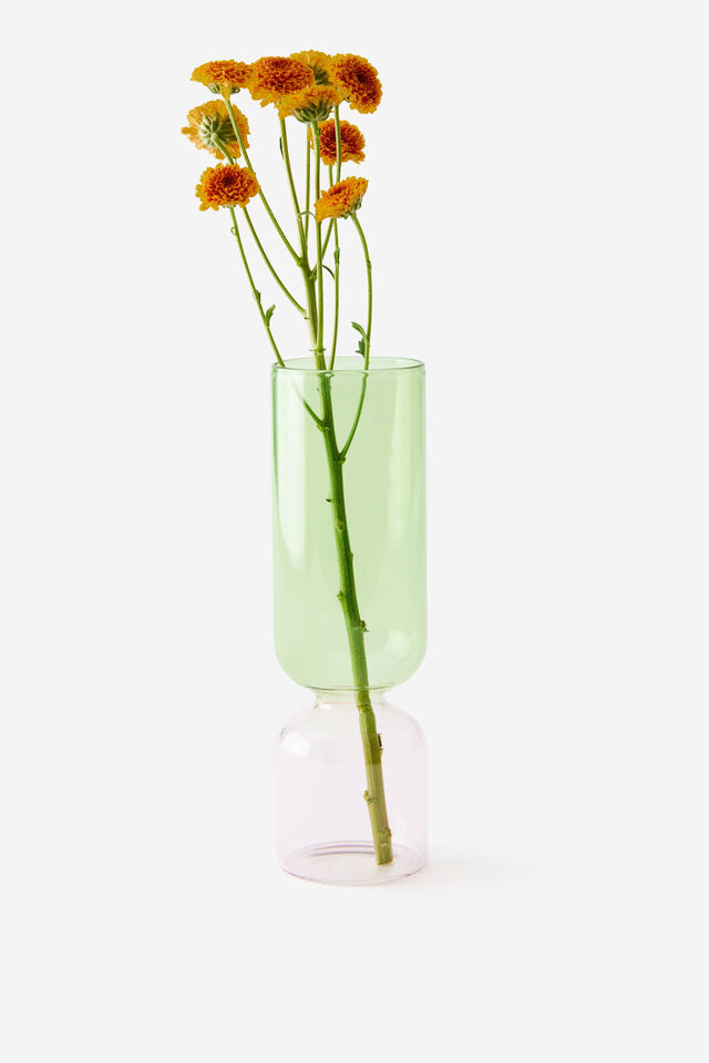 2 Toned Glass Vase, BAYLEAF & STRAWBERRY MILK
