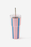 Smoothie Cup 600Ml, SUMMER STRIPE / PINK - example image 1