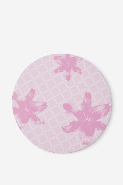 Neoprene Mouse Pad, LILY CHECKS/PINK BLOSSOM
