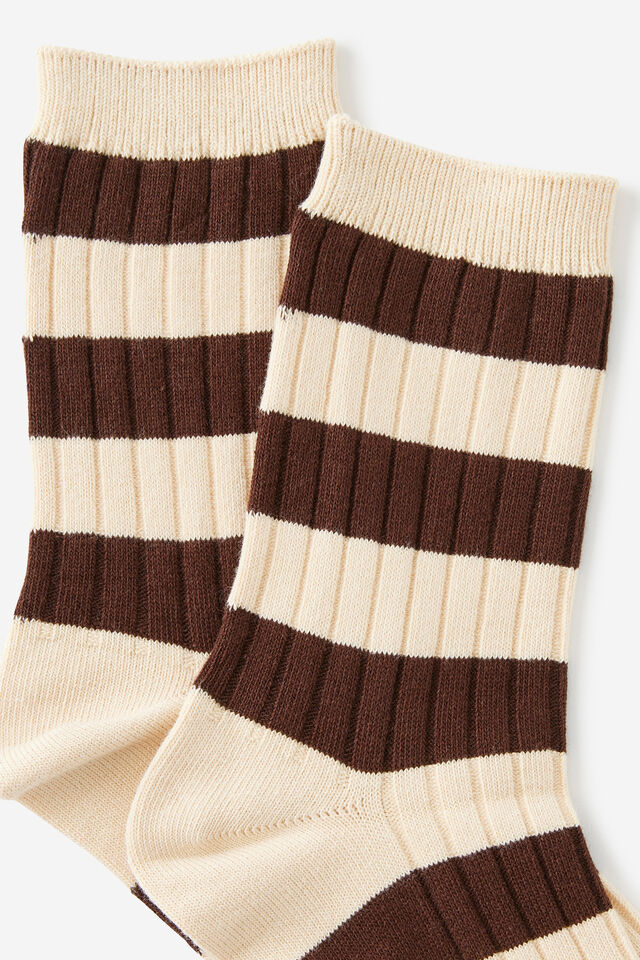 Mid Crew Socks, GEINIE STRIPE ECRU