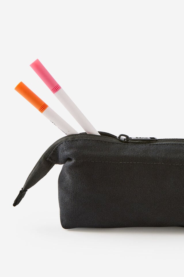 Compact Canvas Pencil Case, BLACK