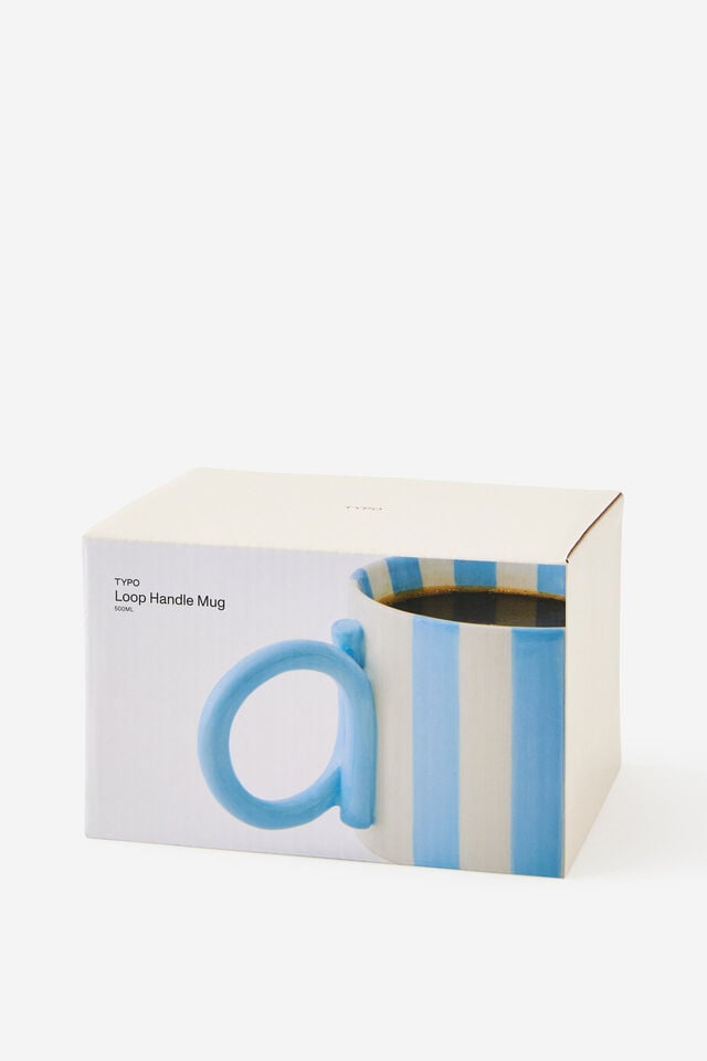 Loop Handle Mug, BLUE SKIES & ECRU