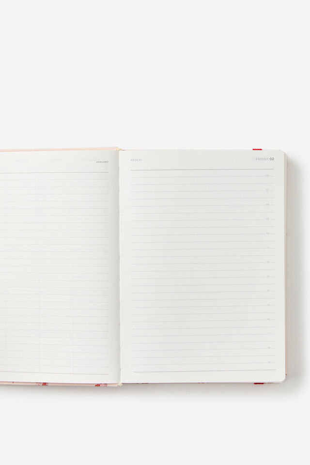 2026 B6 Daily Hard Metro Diary, Ditsy Pansy Pink Clay