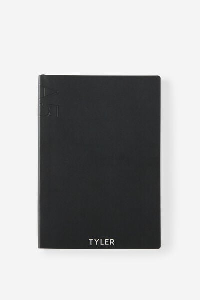Personalised A5 Soft Cover Grid Notebook, BLACK