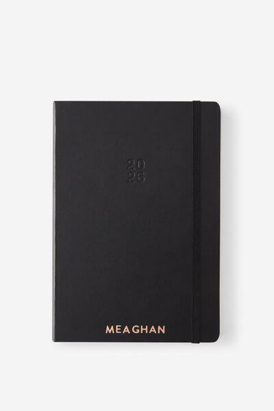 Personalised 2026 A5 Daily Hard Metro Diary, Black
