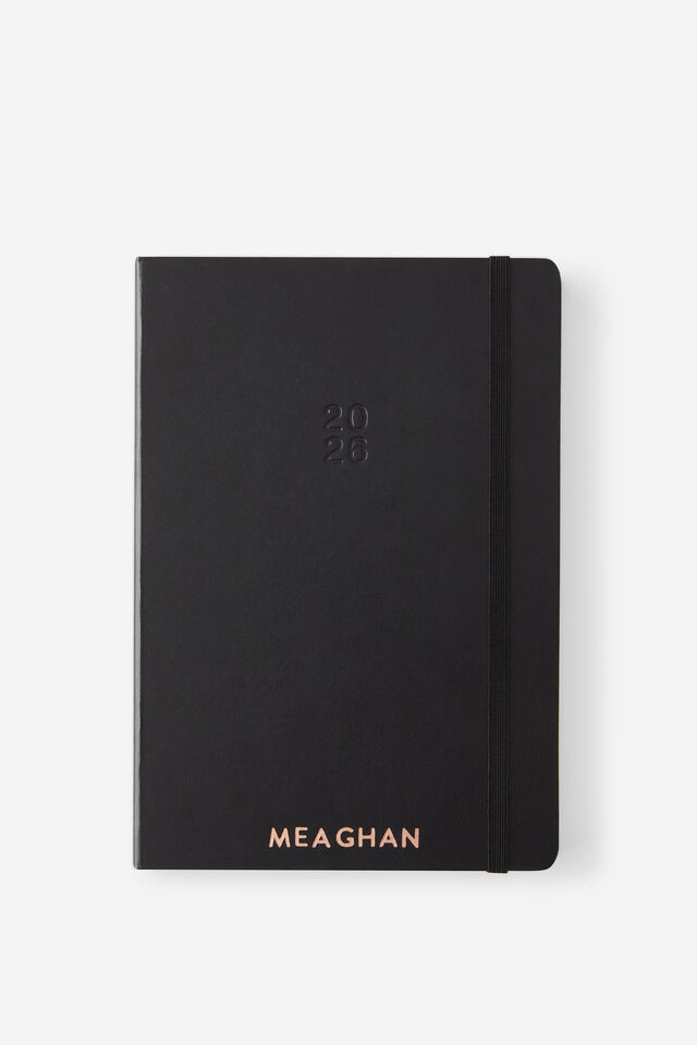 Personalised 2026 A5 Daily Hard Metro Diary, Black