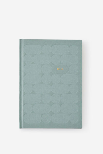 A5 Linen-Textured Lined Notebook, TYPO GREEN