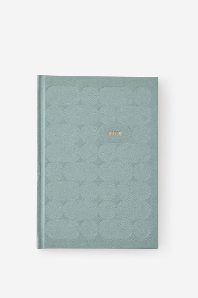 A5 Linen-Textured Lined Notebook, TYPO GREEN