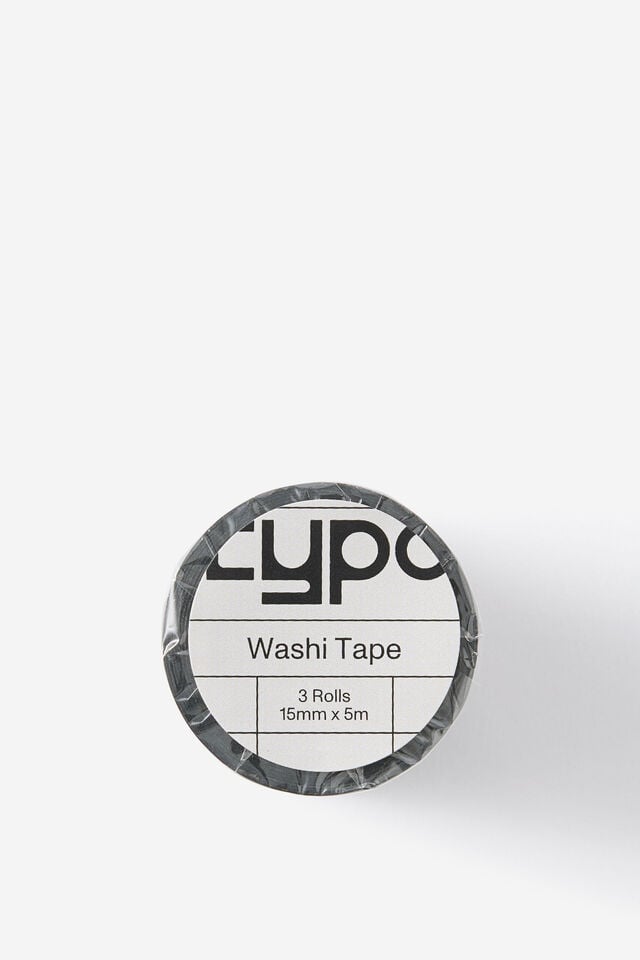 Washi Tape 15Mm 3Pack, CATS GINGHAM BLACK