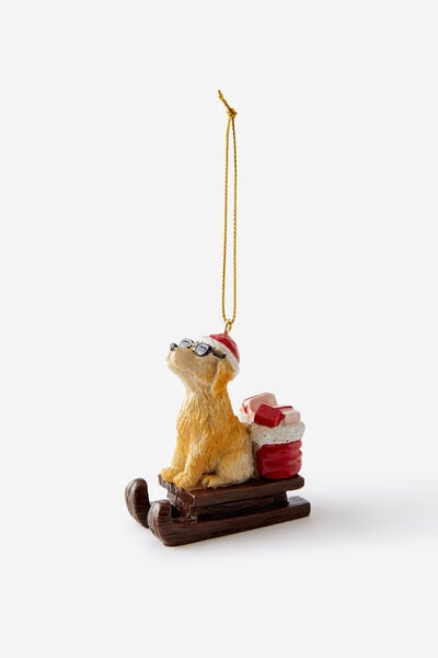 Resin Christmas Ornament, GOLDEN SLEIGH