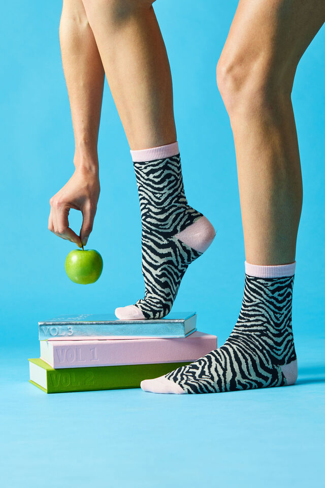 Mid Crew Socks, ZEBRA PINK