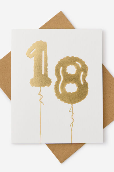 Premium Age Card, 18 FOILED BALLOON