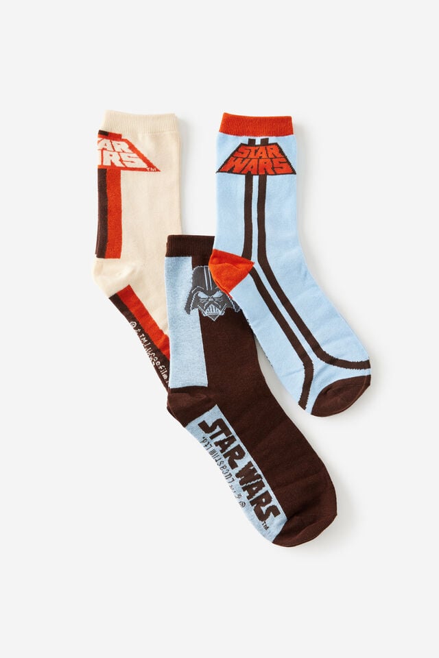 3 Pack Of Socks, LCN LUC STAR WARS RETRO M/L