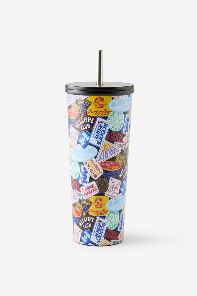 Collab Metal Smoothie Cup, LCN NET STRANGER THINGS PATCHES PATTERN