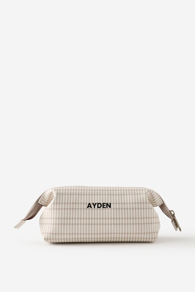 Personalised Compact Pu Pencil Case, NEUTRAL CHECK