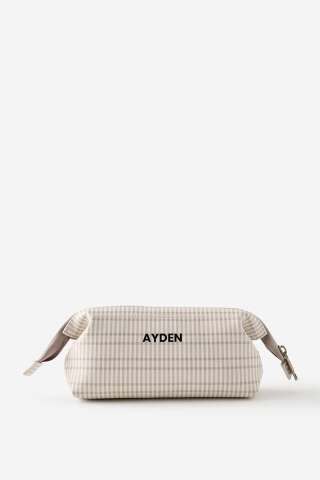 Personalised Compact Pu Pencil Case, NEUTRAL CHECK