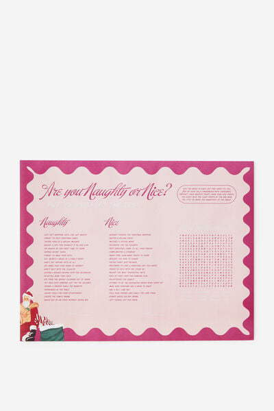 12Pk Paper Placemats, SANTAS NAUGHTY LIST