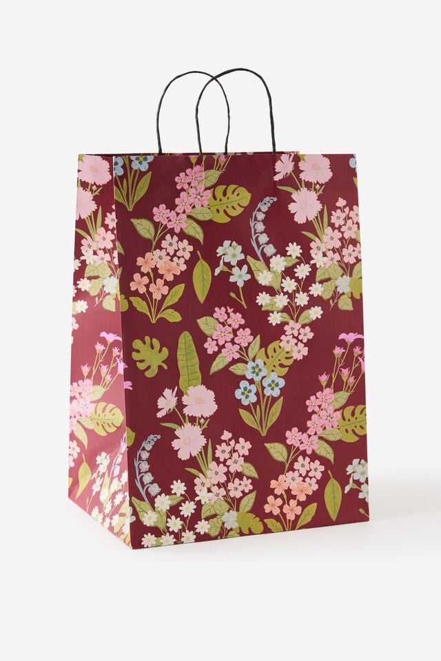 Gift Bag - Large, CABERNET WILDFLOWER