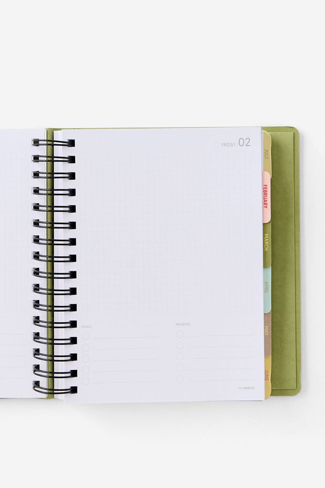2026 Goals Daily Planner, Bay Leaf Ditsy Frog