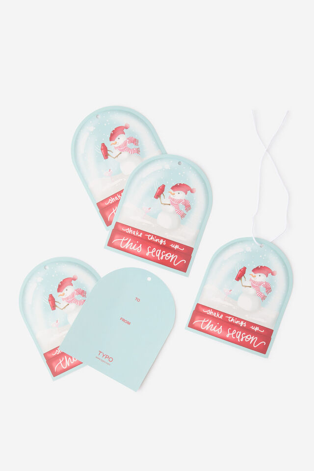 Die Cut Gift Tag 5Pk, SNOWGLOBE SNOWMAN
