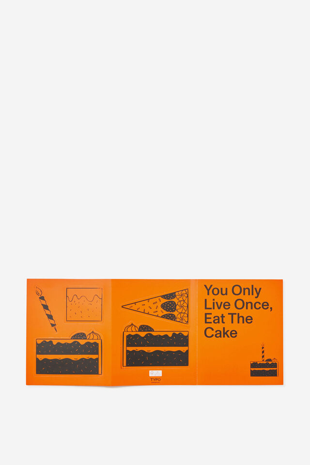 Luxe Nice Card, EAT THE CAKE ORANGE POP-OUT