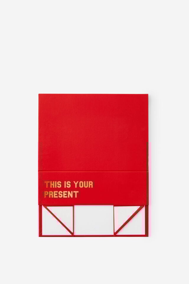Medium Magnetic Flat Pack Box, THIS IS YOUR PRESENT RED & GOLD