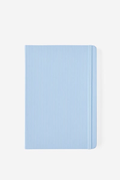 A5 Hard Cover Lined Notebook, BLUE SKIES DEBOSS STRIPE