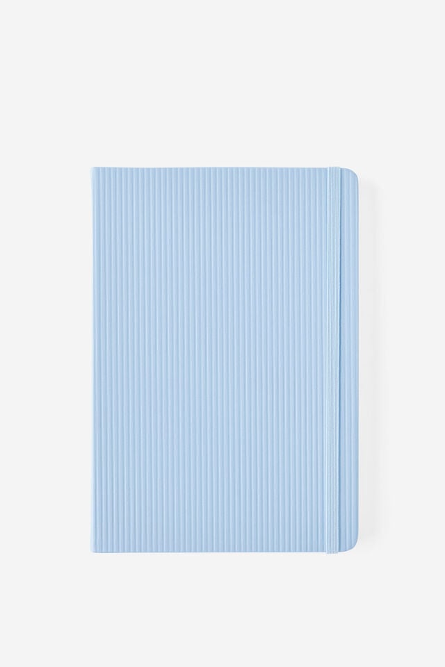 A5 Hard Cover Lined Notebook, BLUE SKIES DEBOSS STRIPE