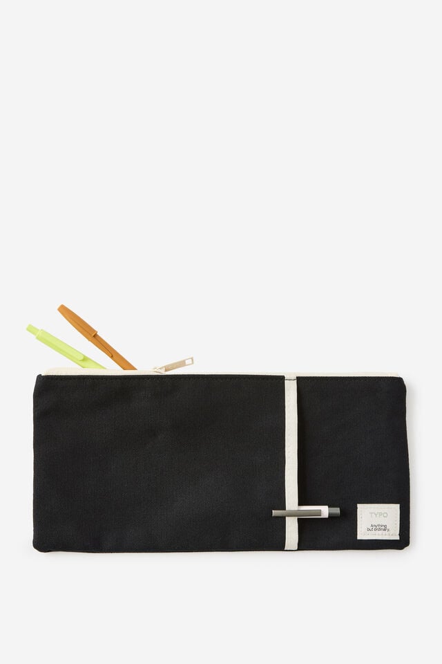 30Cm Canvas Pencil Case, BLACK