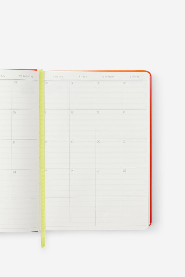 2027 A5 Daily On Schedule Diary, LAVA RED/WASABI