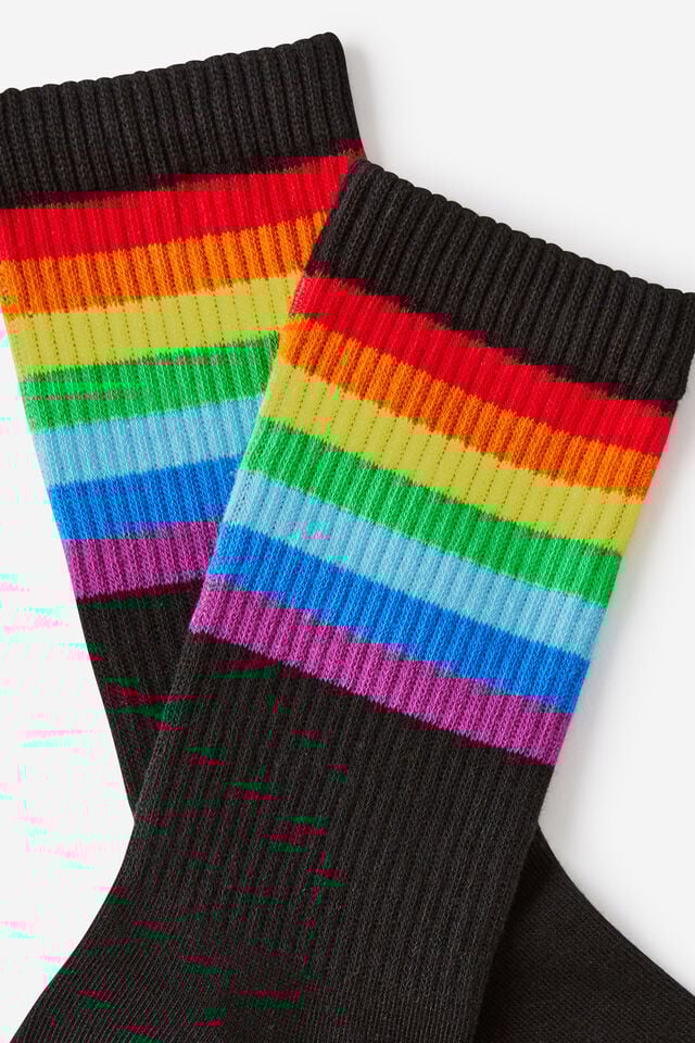 Socks, RAINBOW STRIP BLACK